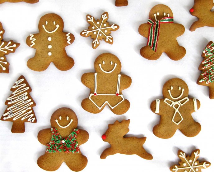 Gingerbread man, reindeer, snowflakes-Cookies for Christmas