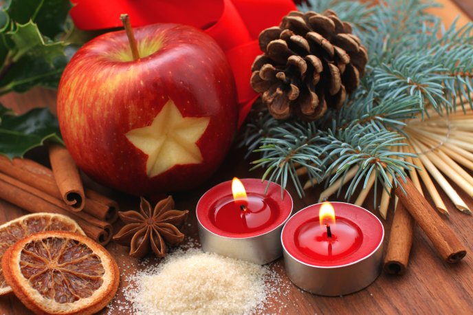 Christmas spices and fruit specific HD wallpaper