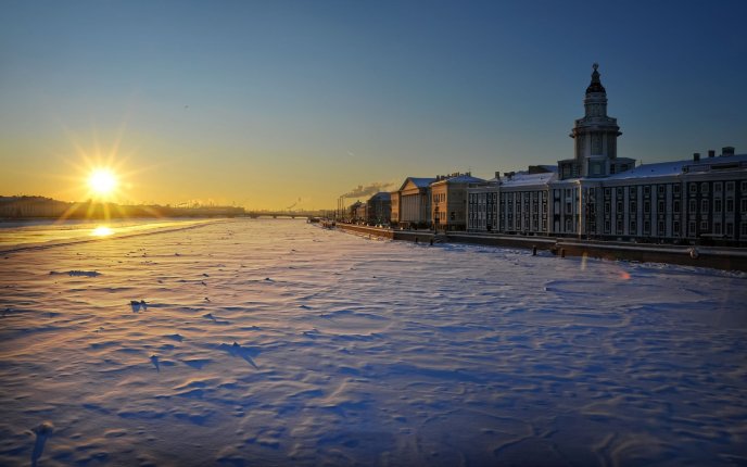 Winter sunrise in Russia - St. Petersburg