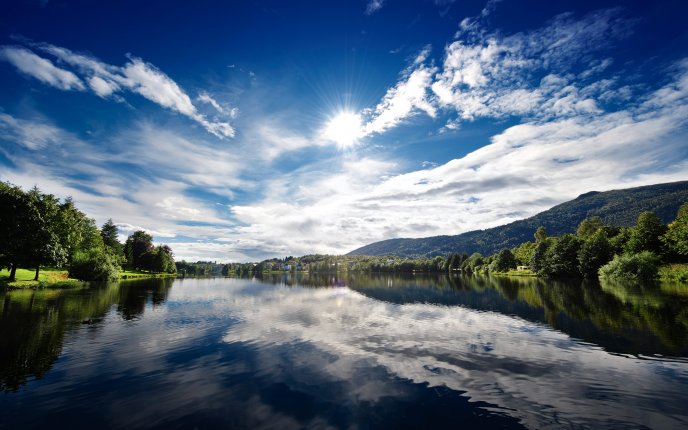 Clouds in a lake - amazing HD wallpaper