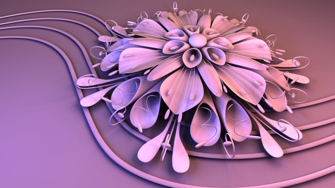 Purple abstract flower design on the computer