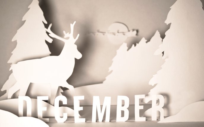 White december - deer and tree