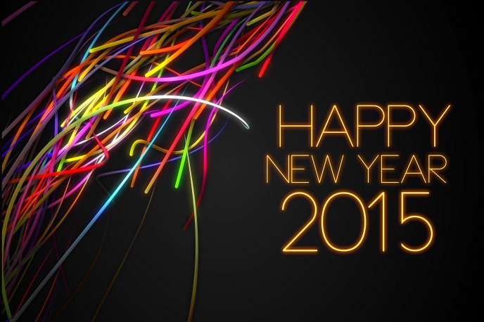 Happy New Year 2015 - Colourful Ribbons