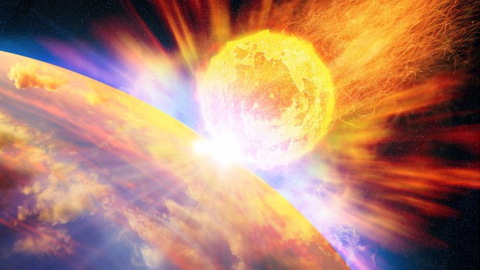 A fiery meteorite near the earth planet - Apocalypse