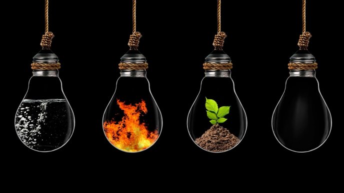 All elements of life in hanging bulbs - Abstract wallpaper