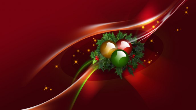 Christmas accessories on a red background