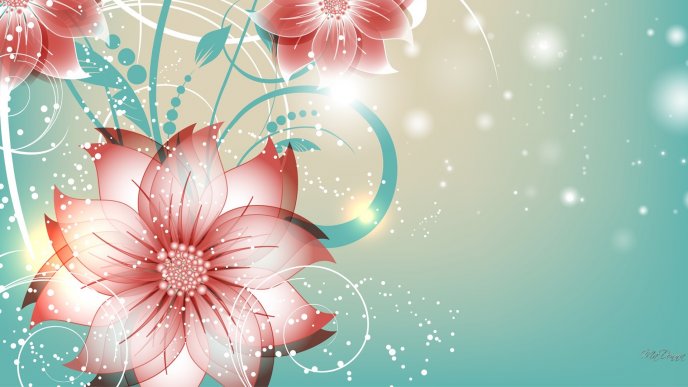 Abstract pink flowers on computer design - HD wallpaper