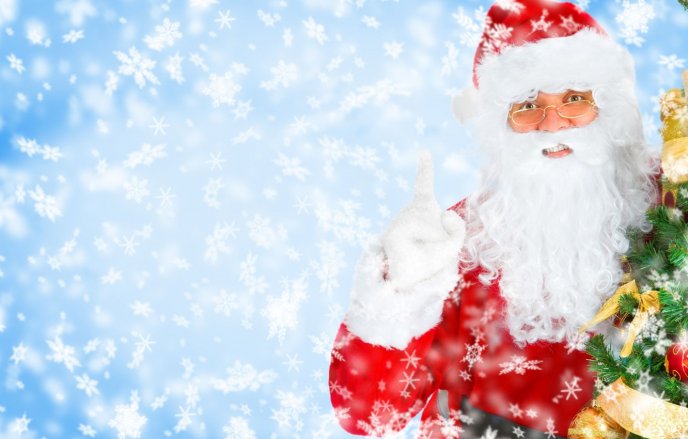 Santa Claus with Christmas tree - Winter season holiday