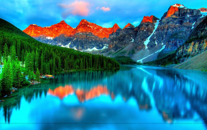 Wonderful 3D nature - mountain mirror in the lake