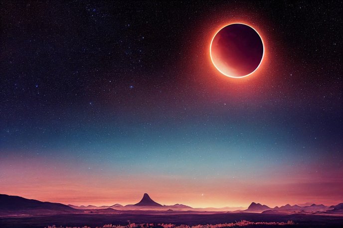 Sun Eclipse 2024 - Wonderful red color