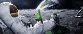 Astronaut drinking beer on the moon