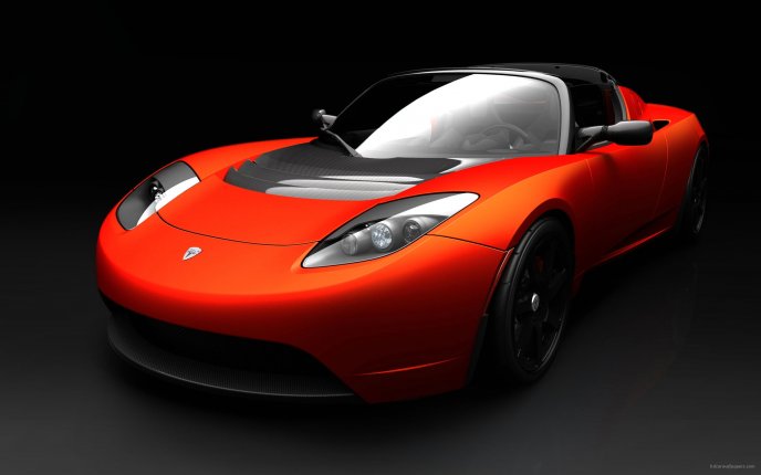 The Electric Tesla Roadster - red car HD wallpaper