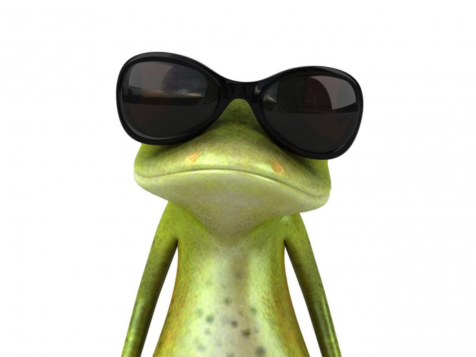 Trick frog wearing sun glasses