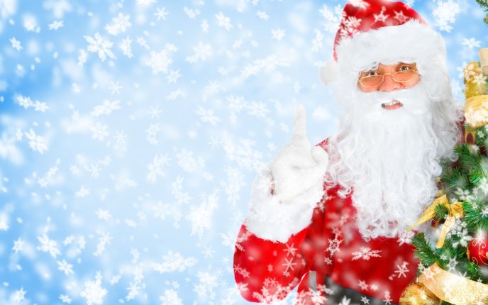 Santa brings the first snowflakes HD wallpaper