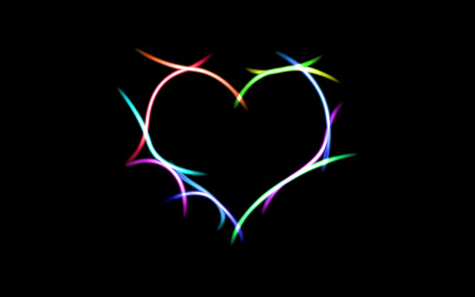Heart made of colorful lights HD wallpaper