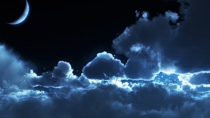 Moonlight above the clouds HD wallpaper
