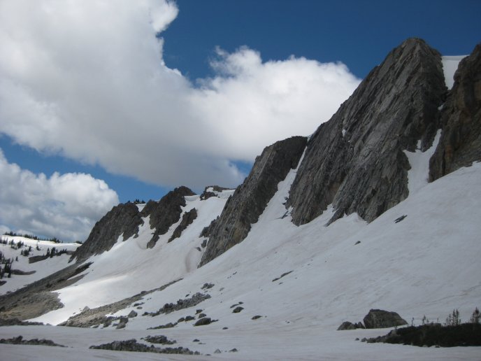 Mountain peaks - rocks covered with snow