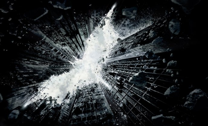The dark knight rises - pieces of rock fall from the sky
