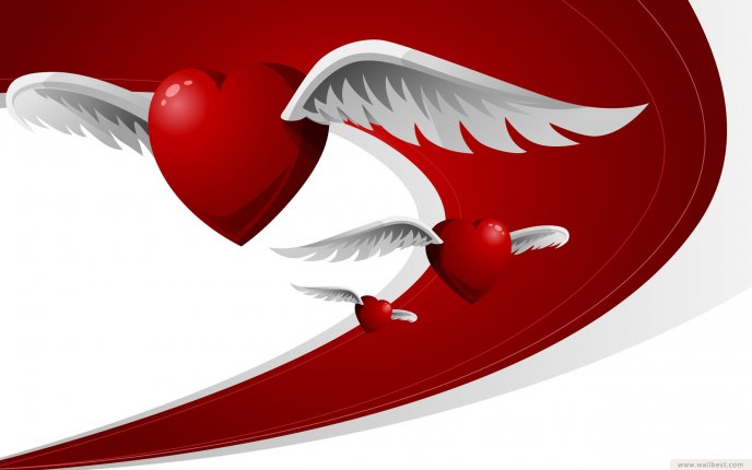 Hearts with wings - love is in the ir