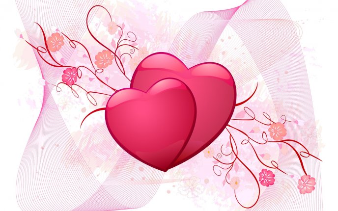 Two pink hearts - Valentine's Day HD wallpaper