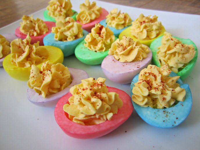 Half colored eggs - Easter dishes