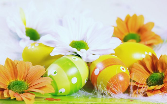 Special ornament for Easter - painted eggs and flowers