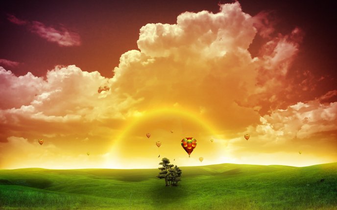 Hot air balloons on background HD wallpaper