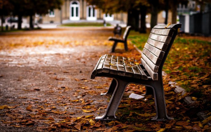 A bench with love stories - HD wallpaper