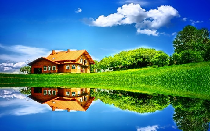 Beautiful holiday house - mirror in the lake