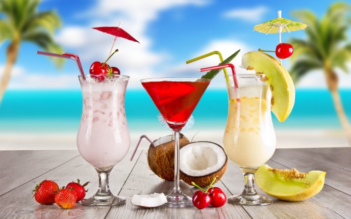 Delicious summer fruit cocktail - HD wallpaper