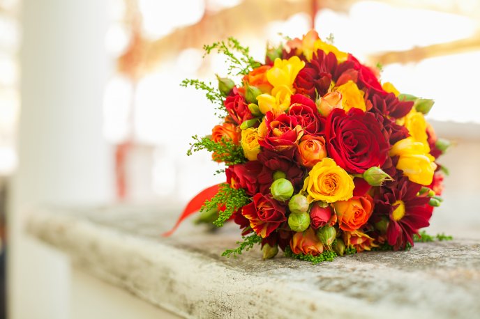 Bridal bouquet - beautiful colored flowers