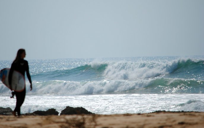 Big waves - perfect summer day for surf