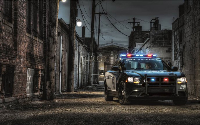 Police car among blocks - Dodge Charger Pursuit game