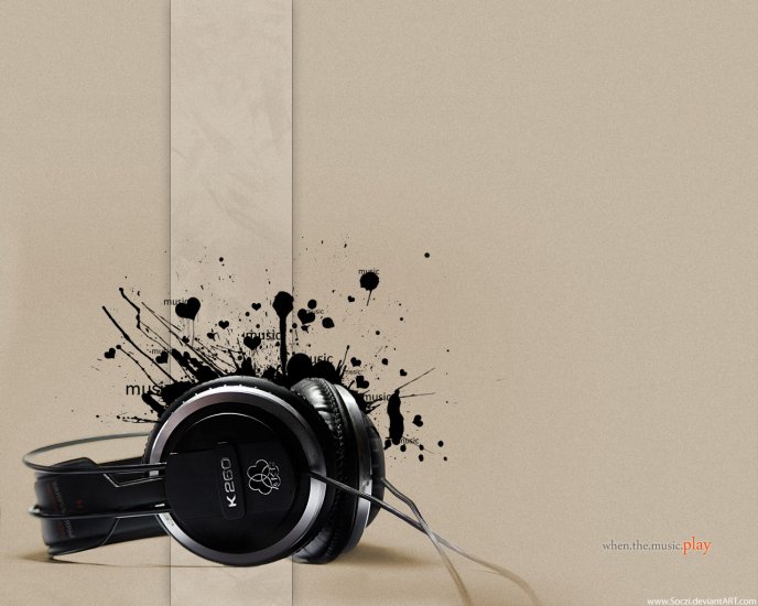 Abstract black headphones - music is the best