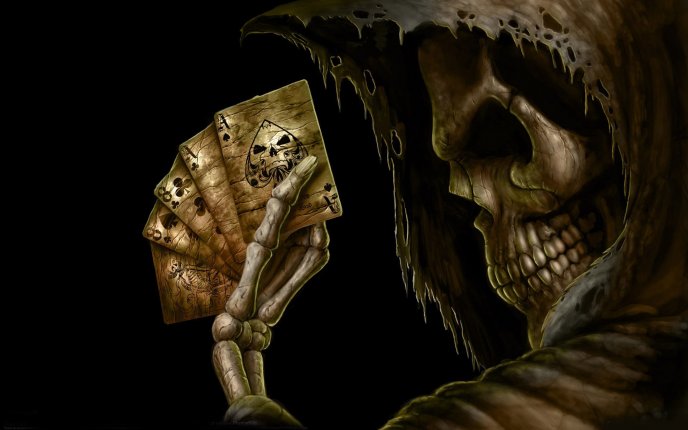 Poker with the master skeleton - dark HD wallpaper