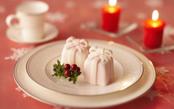 Two sweet cake presents - romantic dinner