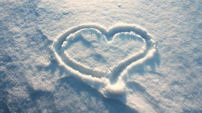 I love winter - heart drawing in the snow