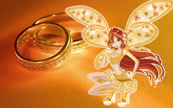 Golden fairy and mariage rings