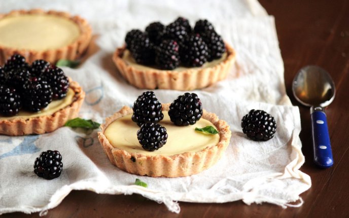Delicious tarts with blueberries - HD wallpaper