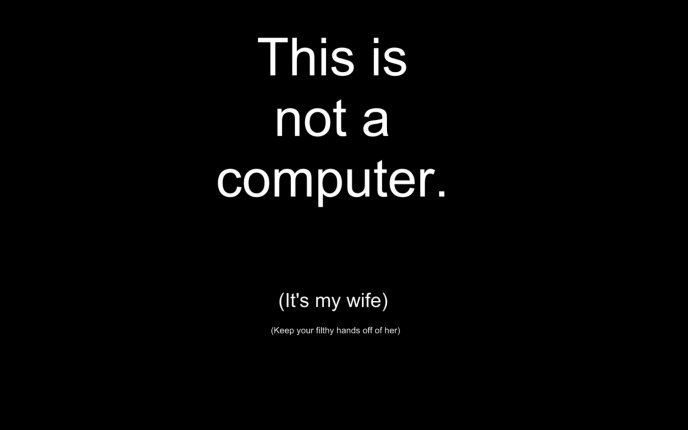 Funny desktop wallpaper about computers and wife