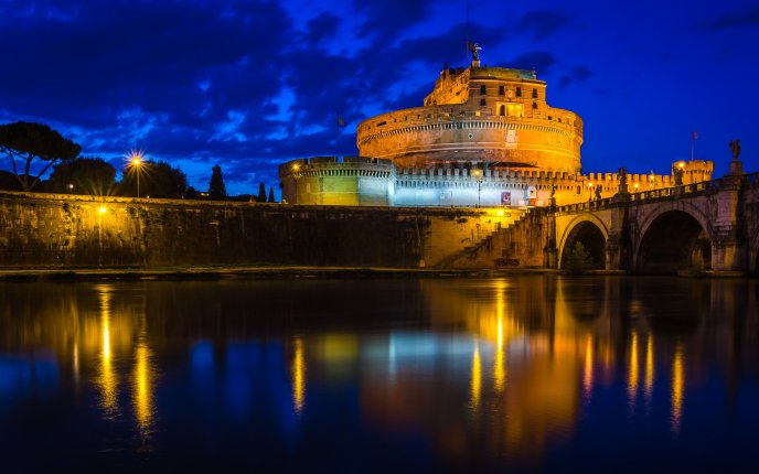 Castle Sant Angelo Rome on the night