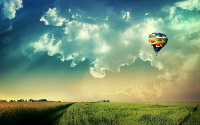 Coloured  hot air balloon flying in the sky-nature wallpaper