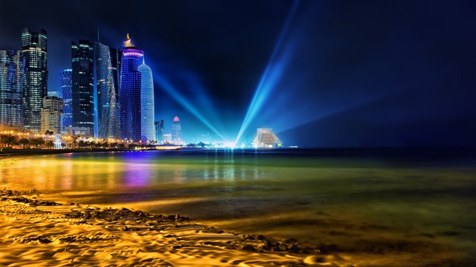 Qatar at night at the beach