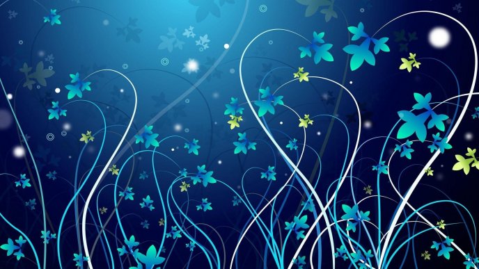 Blue and green leaves - Vector and design wallpaper