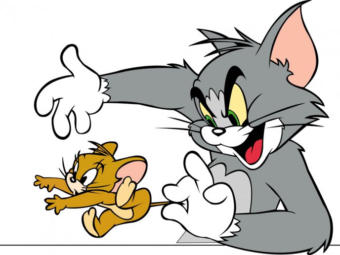 Tom caught Jerry and play with him
