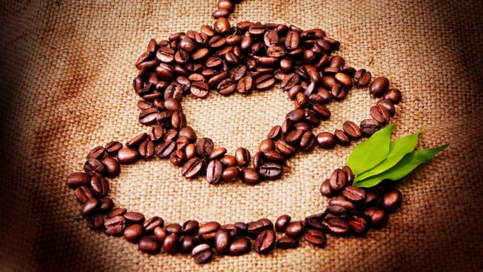 A cup coffee made of coffee seeds