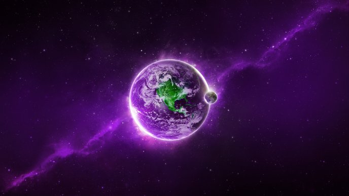 Purple space planet - Beautiful space landscape