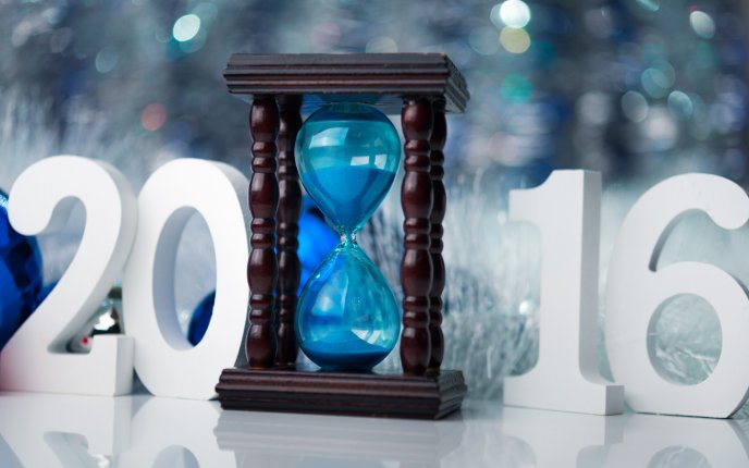 Blue hourglass - The New Year 2016 is here