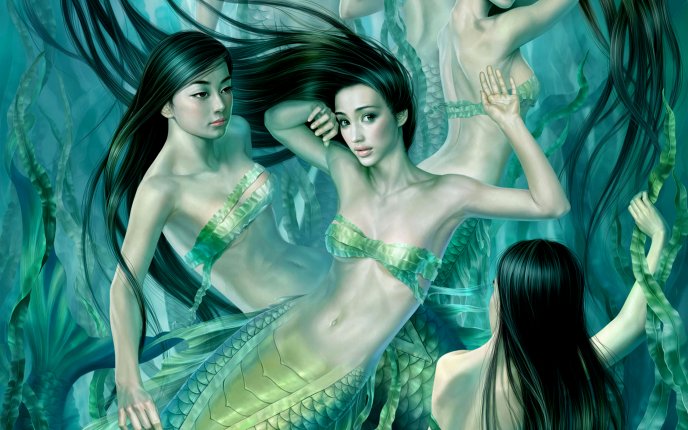 Wonderful romantic moments near mermaids - HD wallpaper