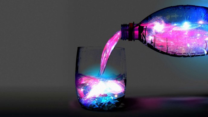 Magic water from the bottle - Purple color